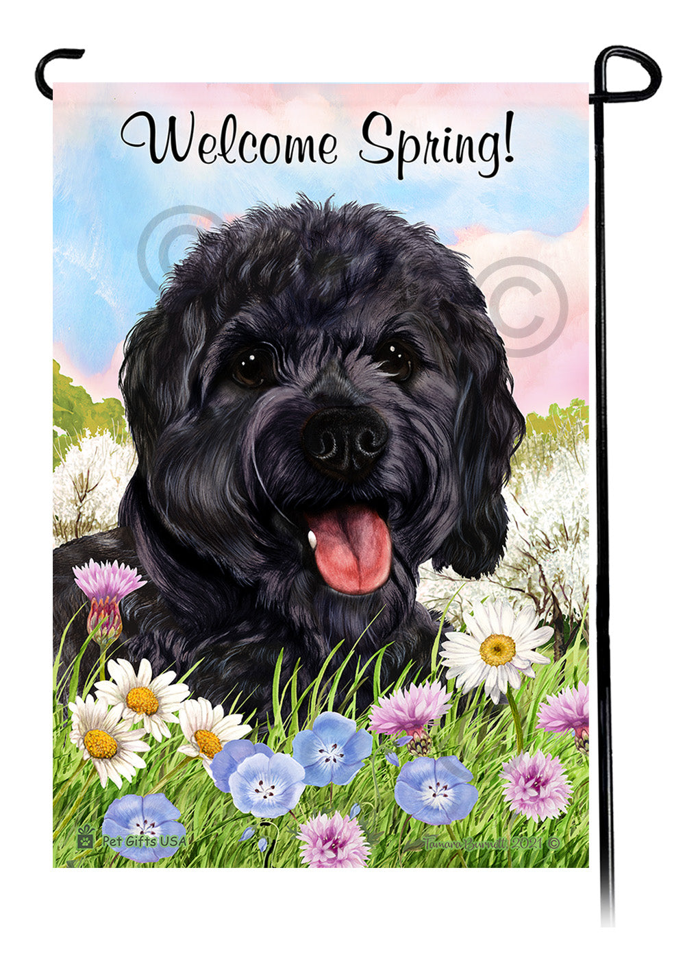 Cavapoo Welcome Spring Garden Flags