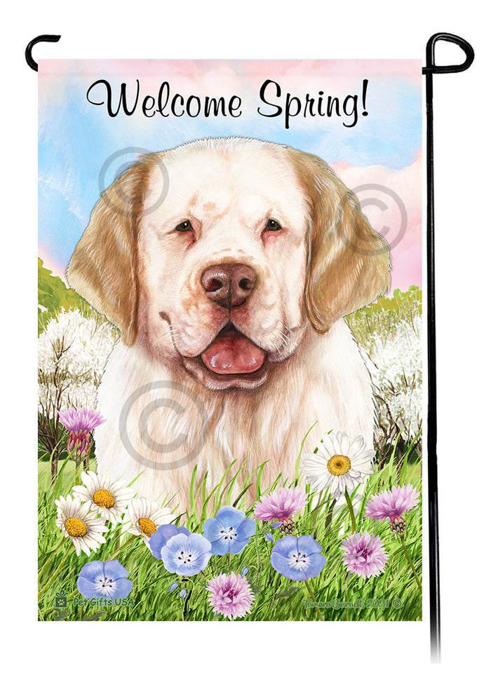 Clumber Spaniel Welcome Spring Garden Flags