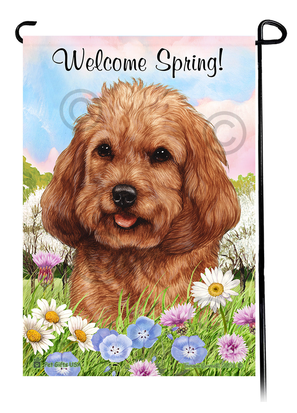 Cockapoo Welcome Spring - Garden Flag