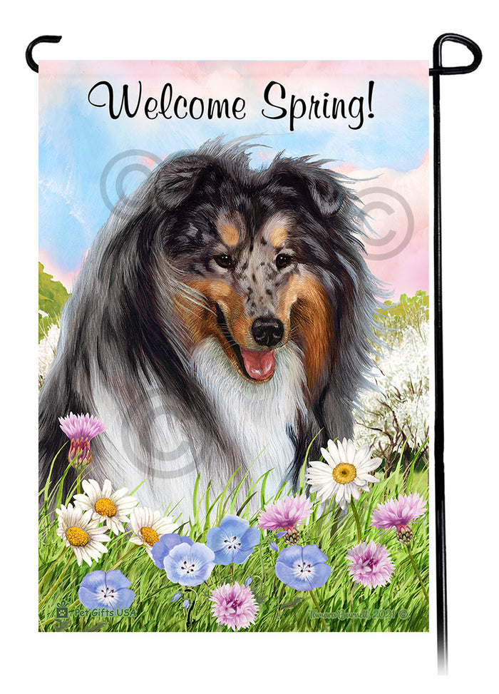 Collie Welcome Spring Garden Flags