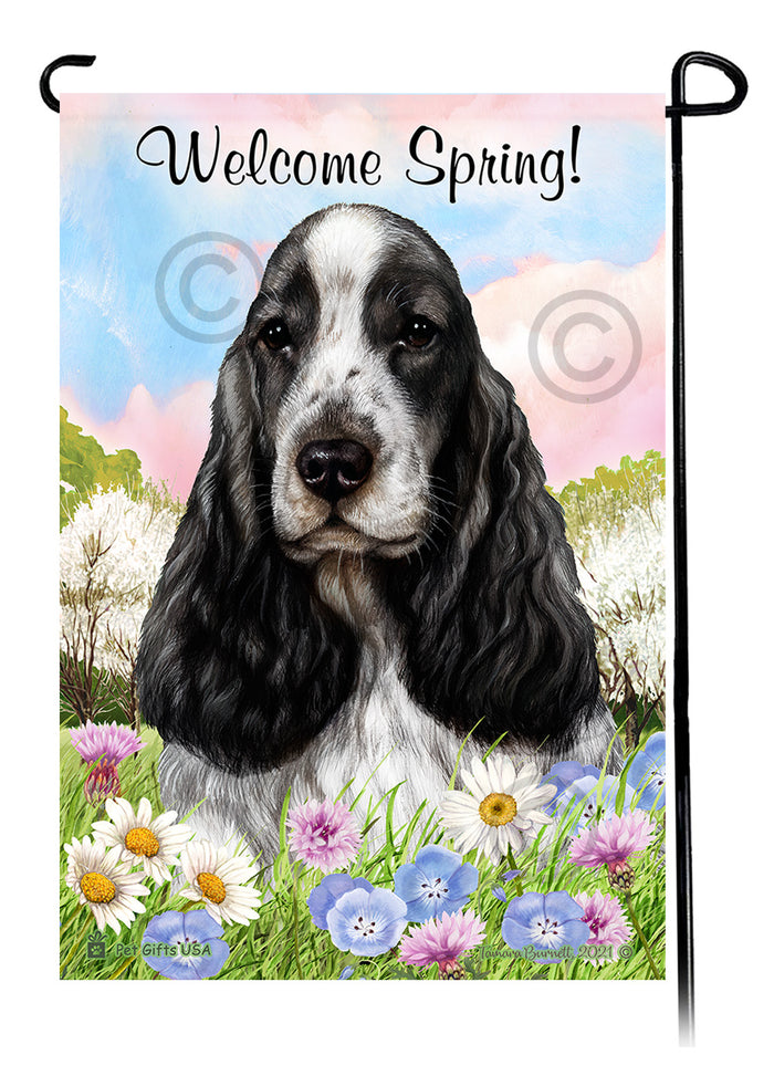 English Cocker Spaniel Welcome Spring Garden Flags