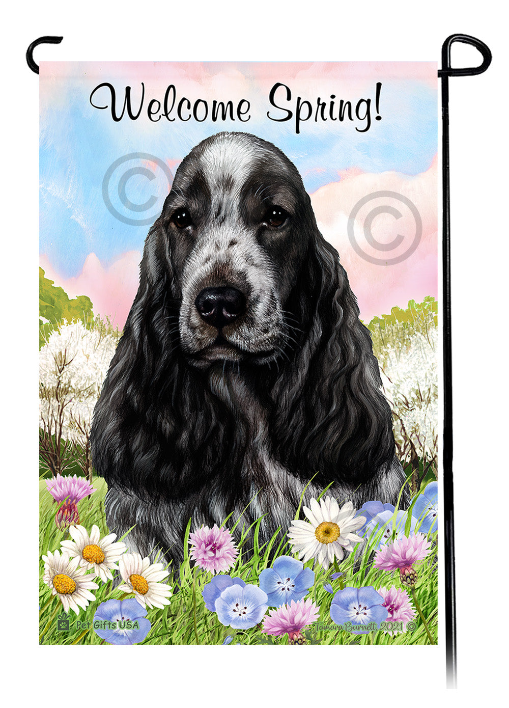 English Cocker Spaniel Welcome Spring - Garden Flag