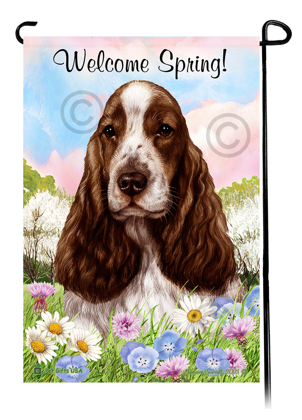 English Cocker Spaniel Welcome Spring - Garden Flag