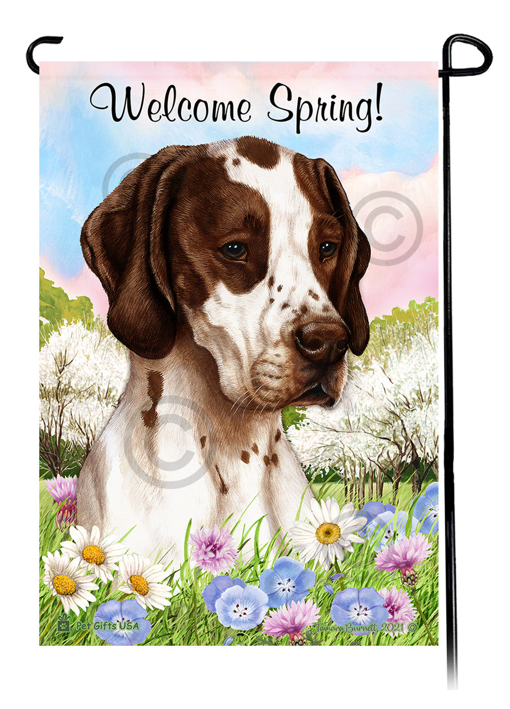 German Shorthaired Pointer Welcome Spring Garden Flags