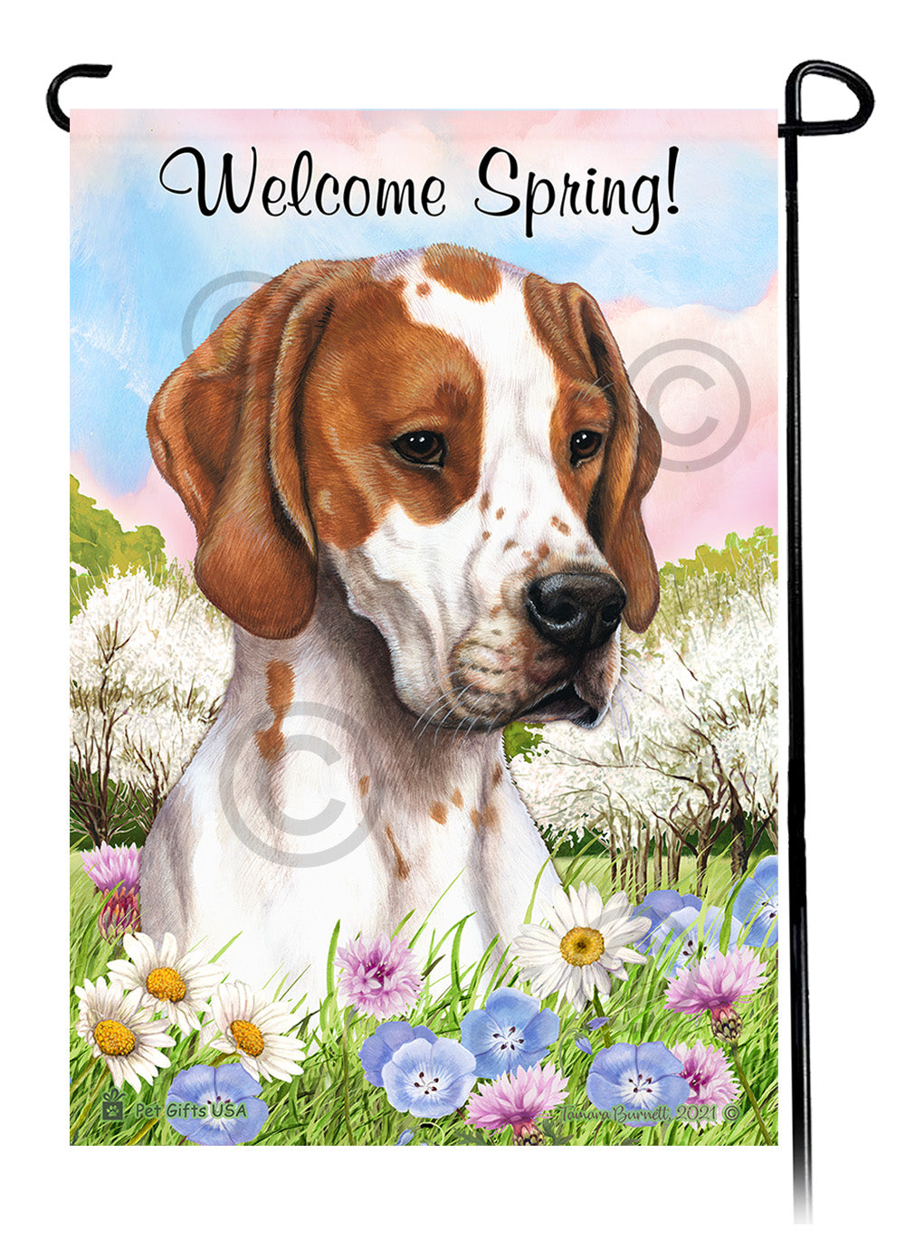 English Pointer Welcome Spring - Garden Flag