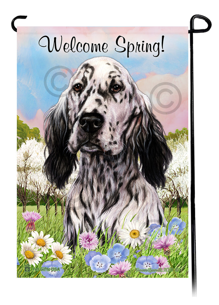 English Setter Welcome Spring Garden Flags