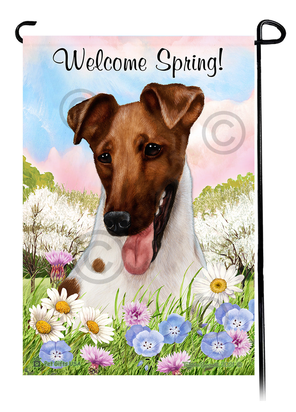 Toy Fox Terrier Welcome Spring - Garden Flag