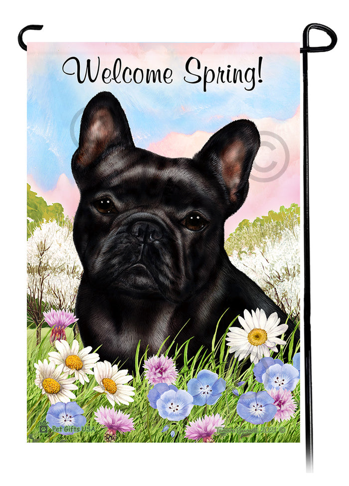 French Bulldog Welcome Spring Garden Flags