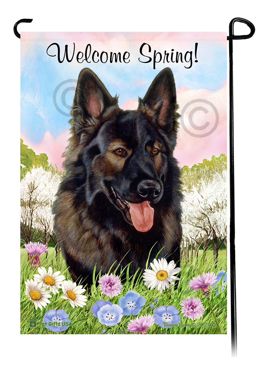 German Shepherd Welcome Spring - Garden Flag