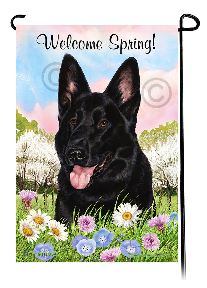 German Shepherd Welcome Spring Garden Flags