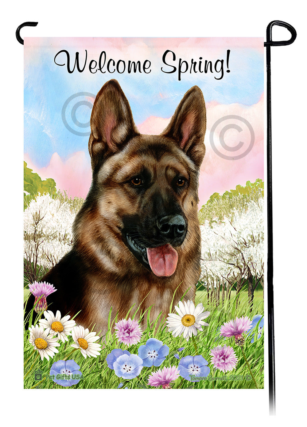 German Shepherd Welcome Spring - Garden Flag