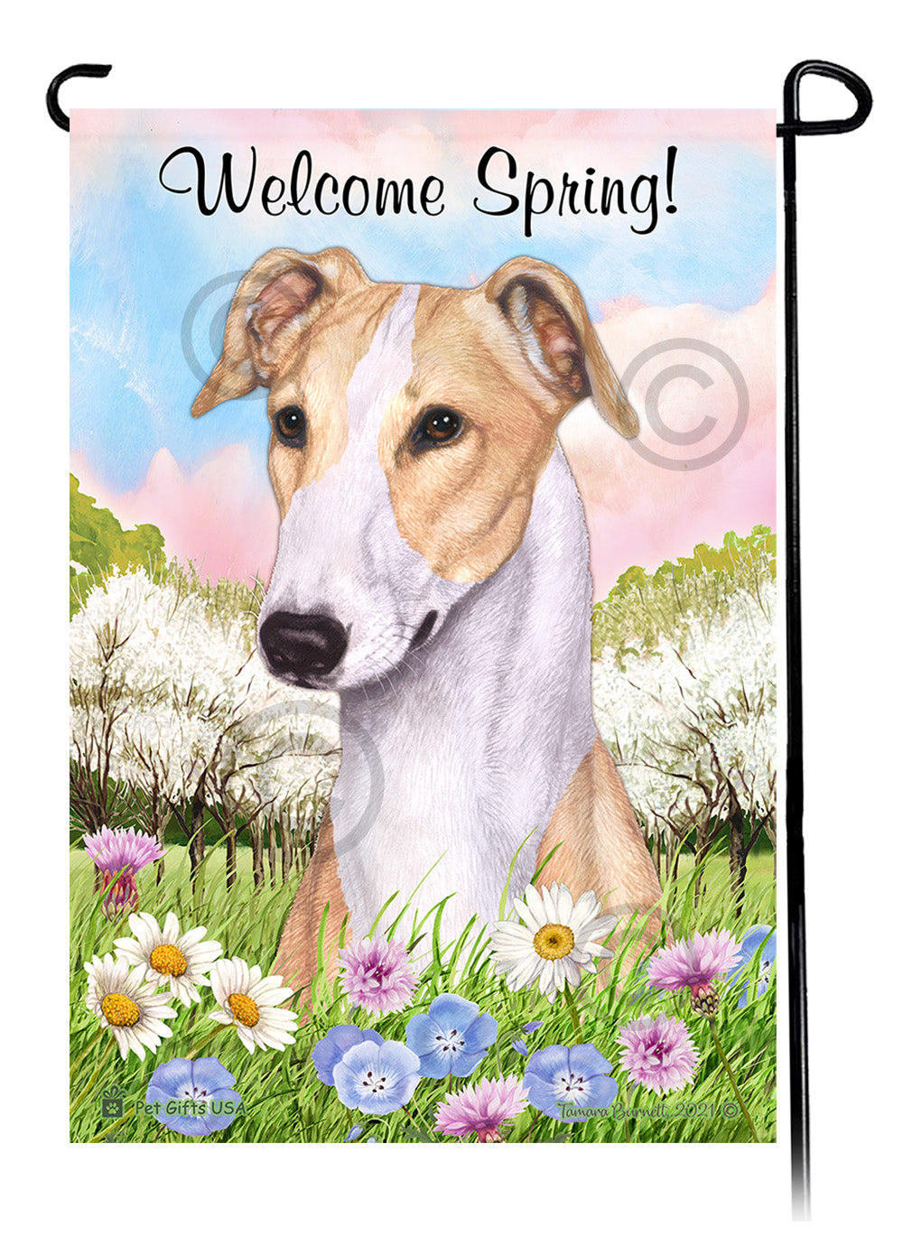 Greyhound Welcome Spring - Garden Flag