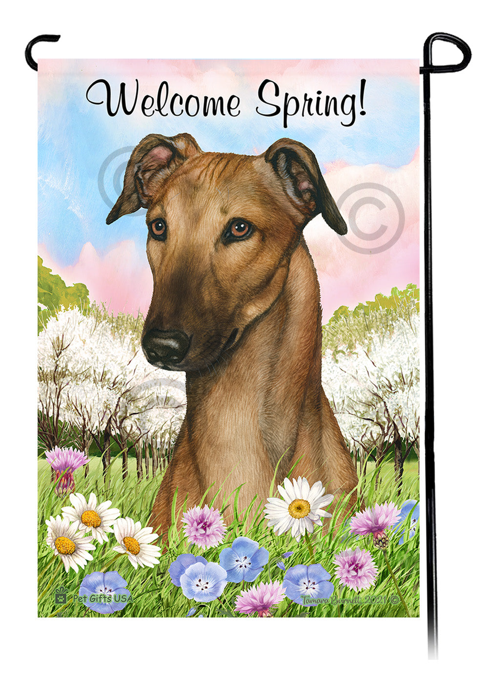 Greyhound Welcome Spring - Garden Flag