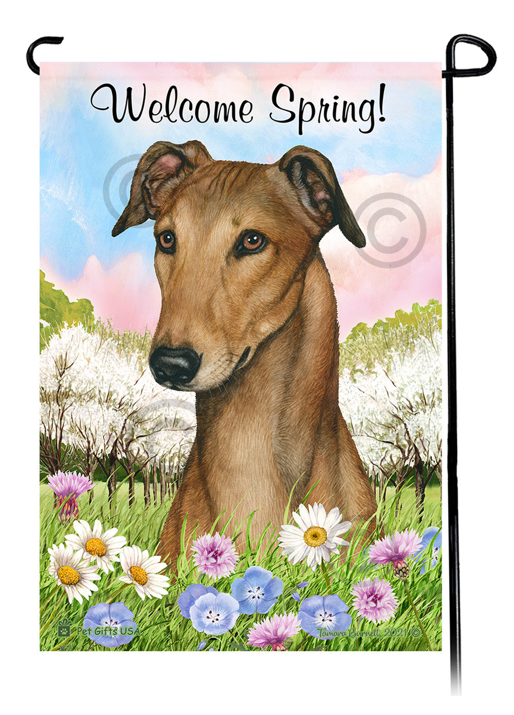 Greyhound Welcome Spring - Garden Flag