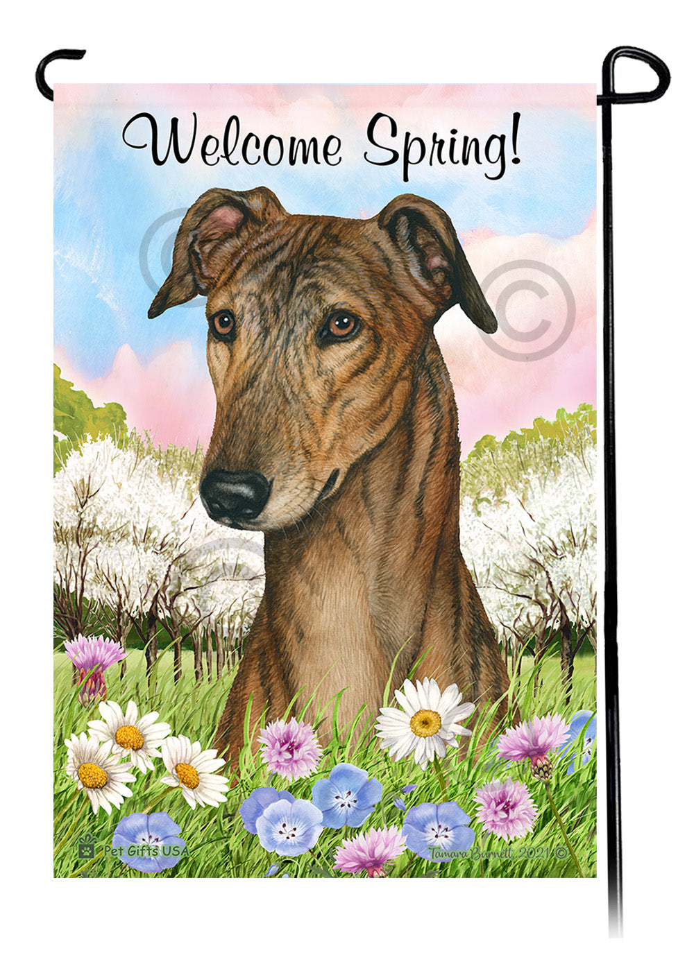 Greyhound Welcome Spring - Garden Flag