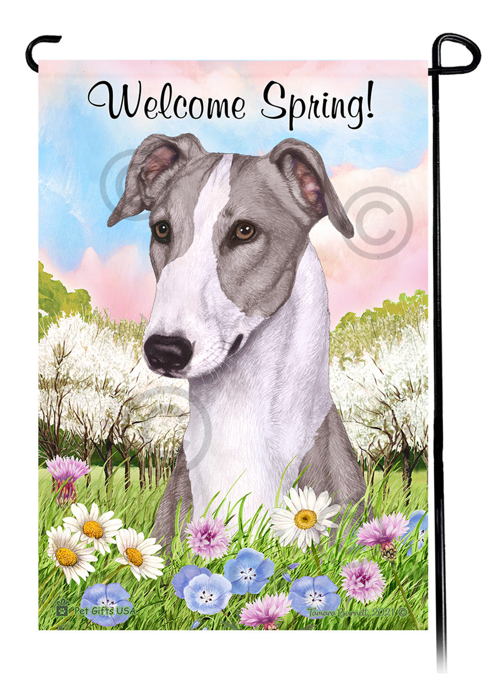 Greyhound Welcome Spring - Garden Flag