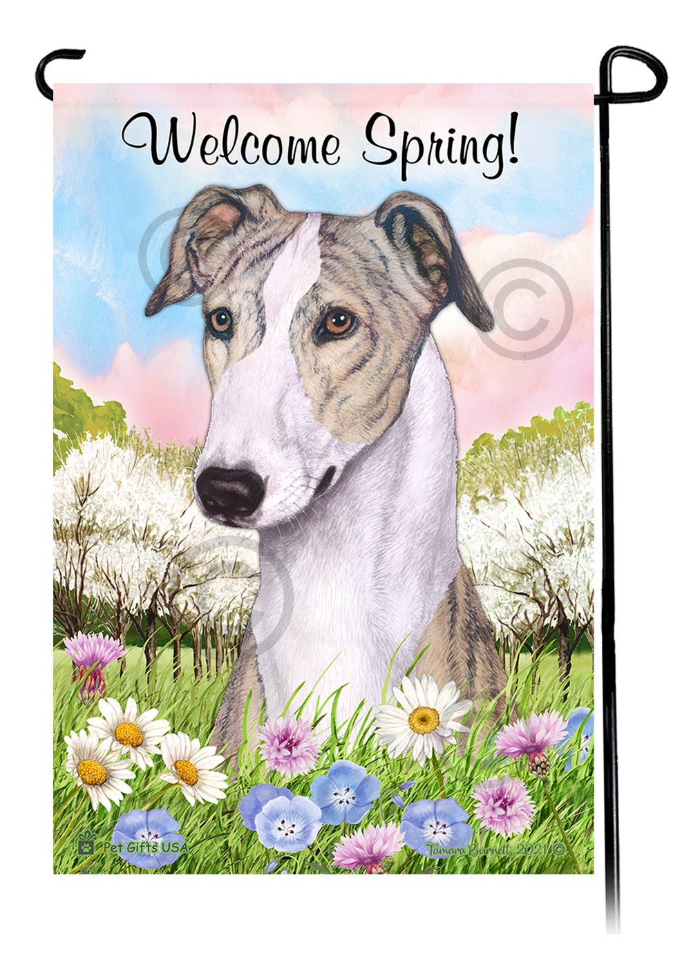 Greyhound Welcome Spring - Garden Flag