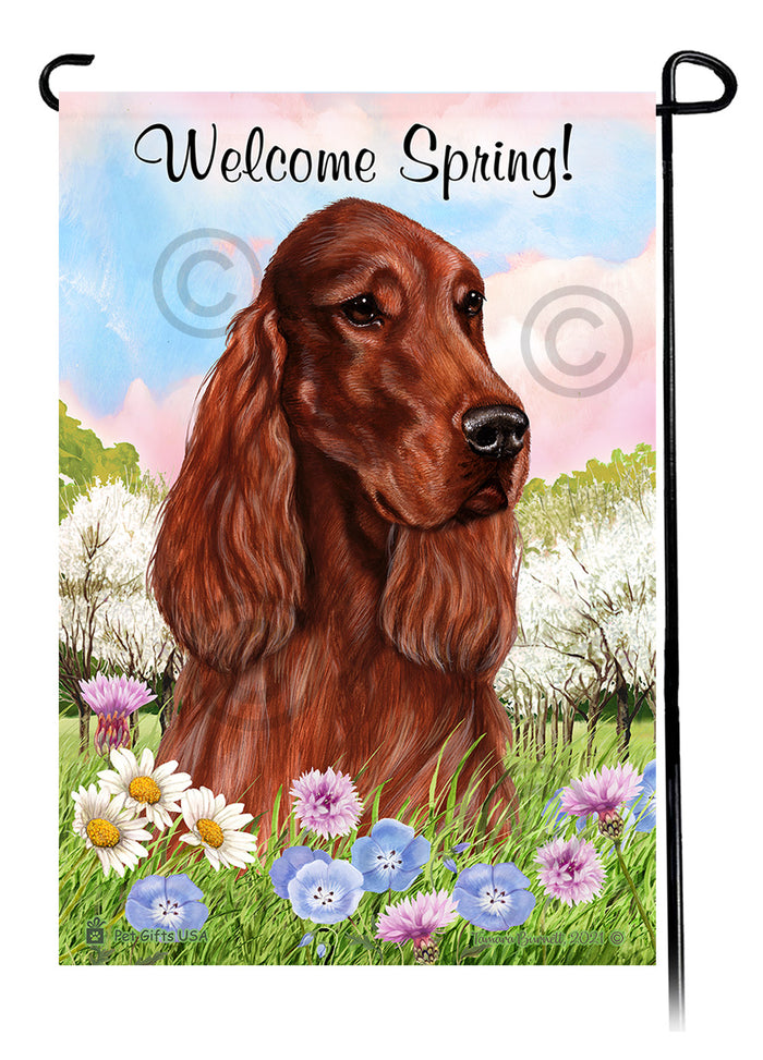 Irish Setter Welcome Spring Garden Flags
