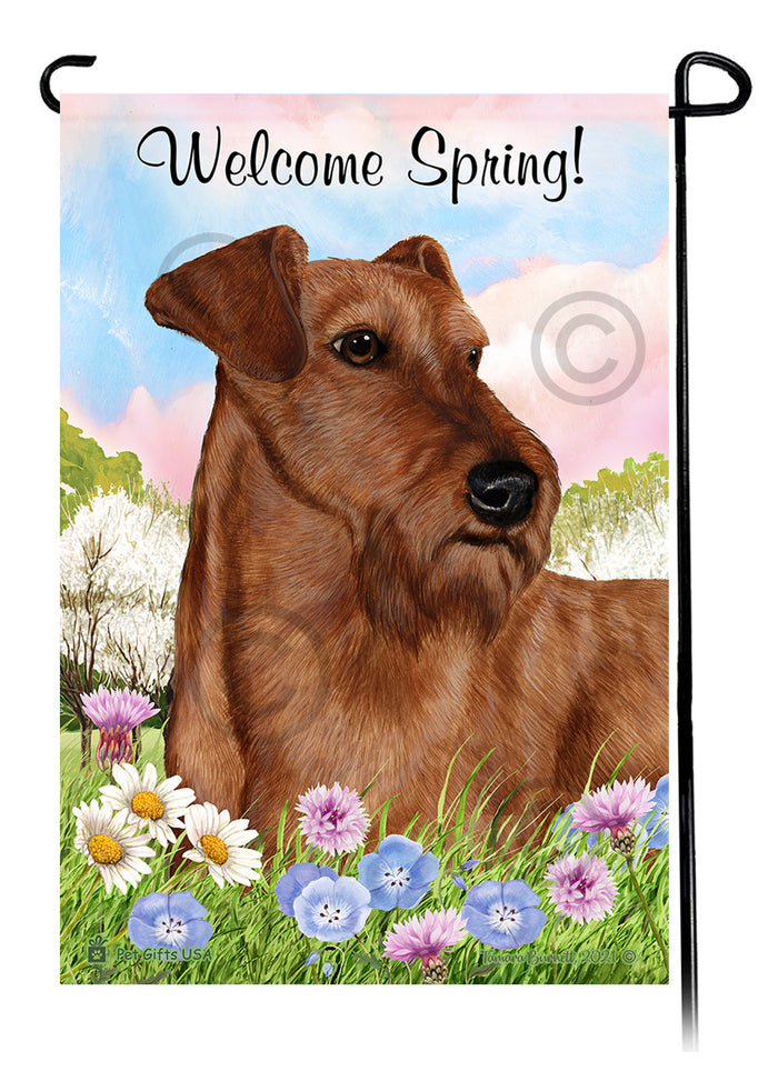 Irish Terrier Welcome Spring Garden Flags