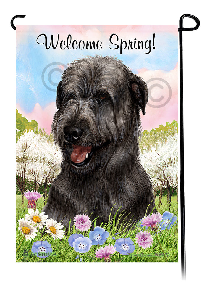 Irish Wolfhound Welcome Spring Garden Flags