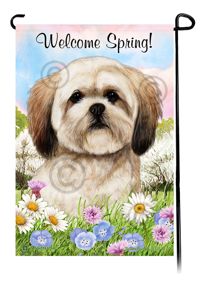 Lhasa Apso Welcome Spring Garden Flags