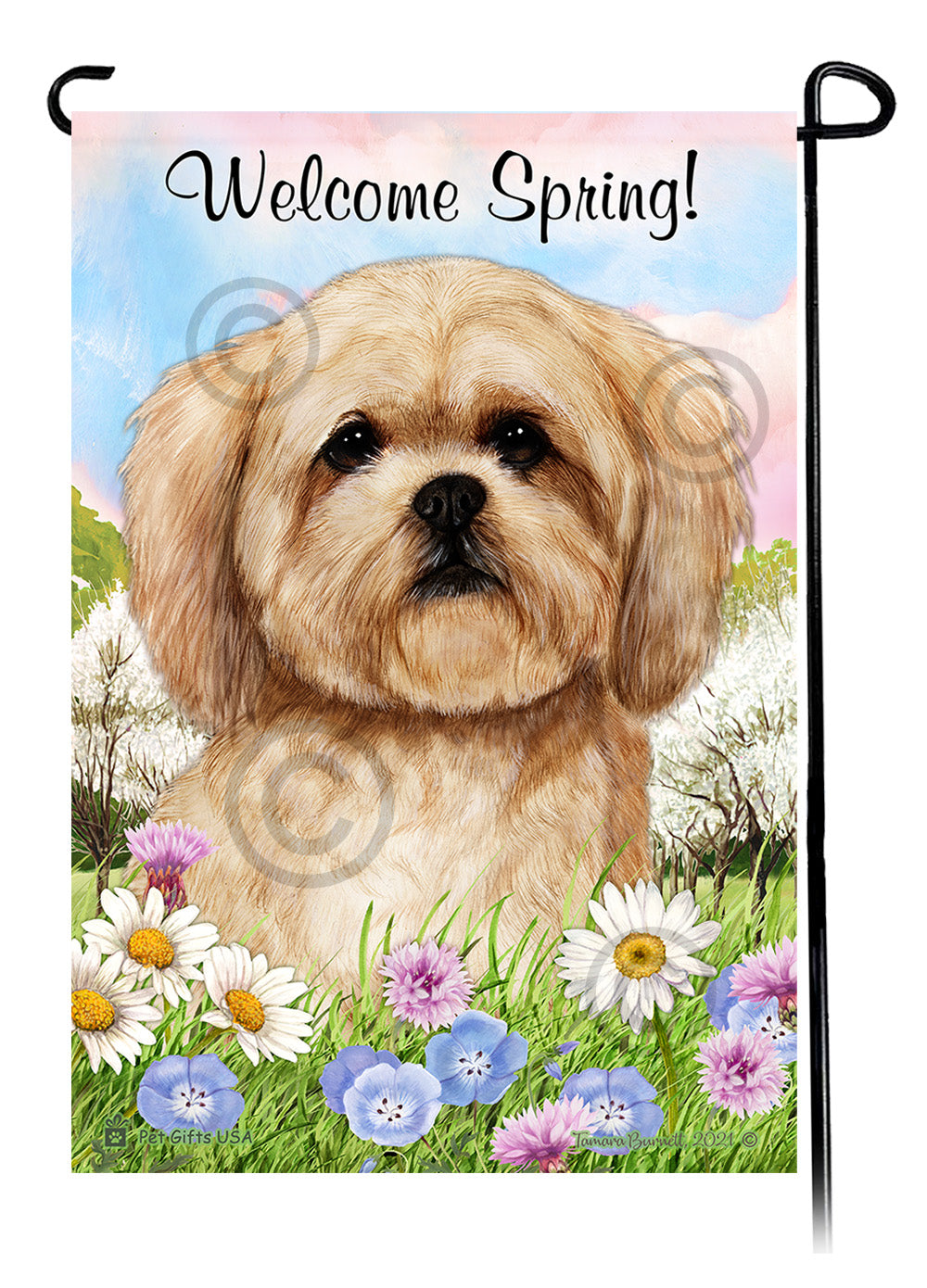 Lhasa Apso Welcome Spring - Garden Flag
