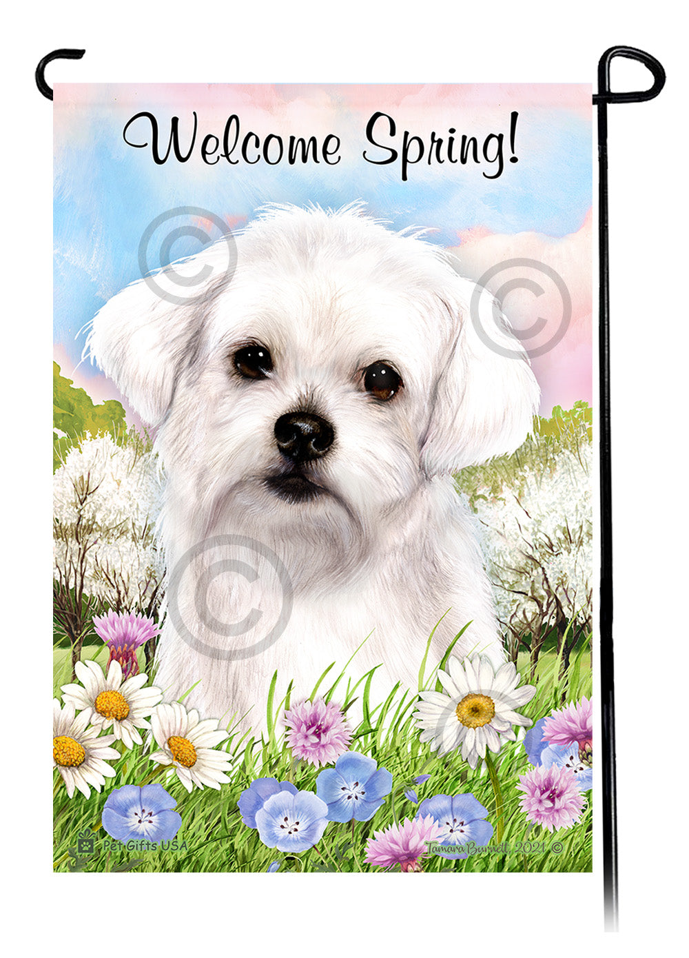 Maltese Welcome Spring Garden Flags
