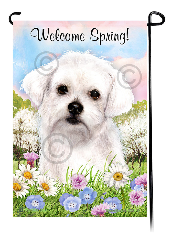 Maltese Welcome Spring Garden Flags