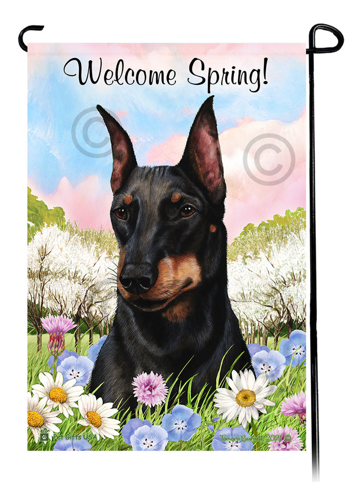 Manchester Terrier Welcome Spring Garden Flags