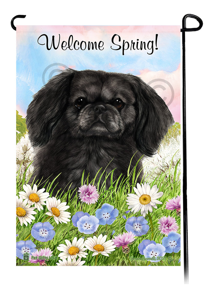 Pekingese Welcome Spring Garden Flags