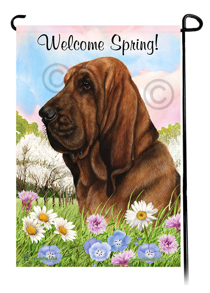 Bloodhound Welcome Spring Garden Flags