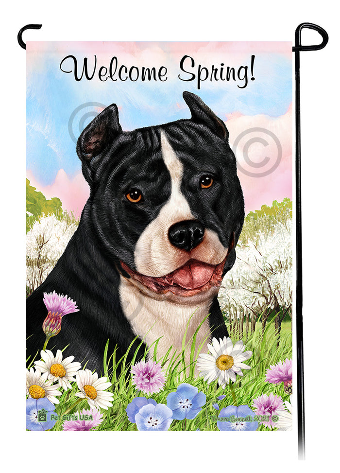 Pit Bull Welcome Spring Garden Flags