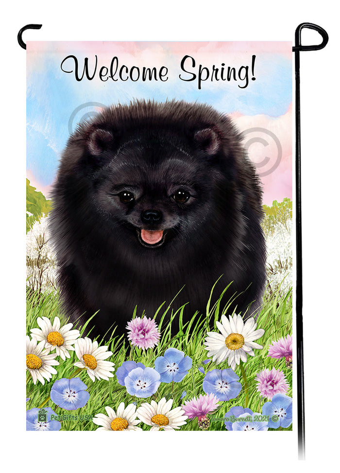 Pomeranian Welcome Spring Garden Flags