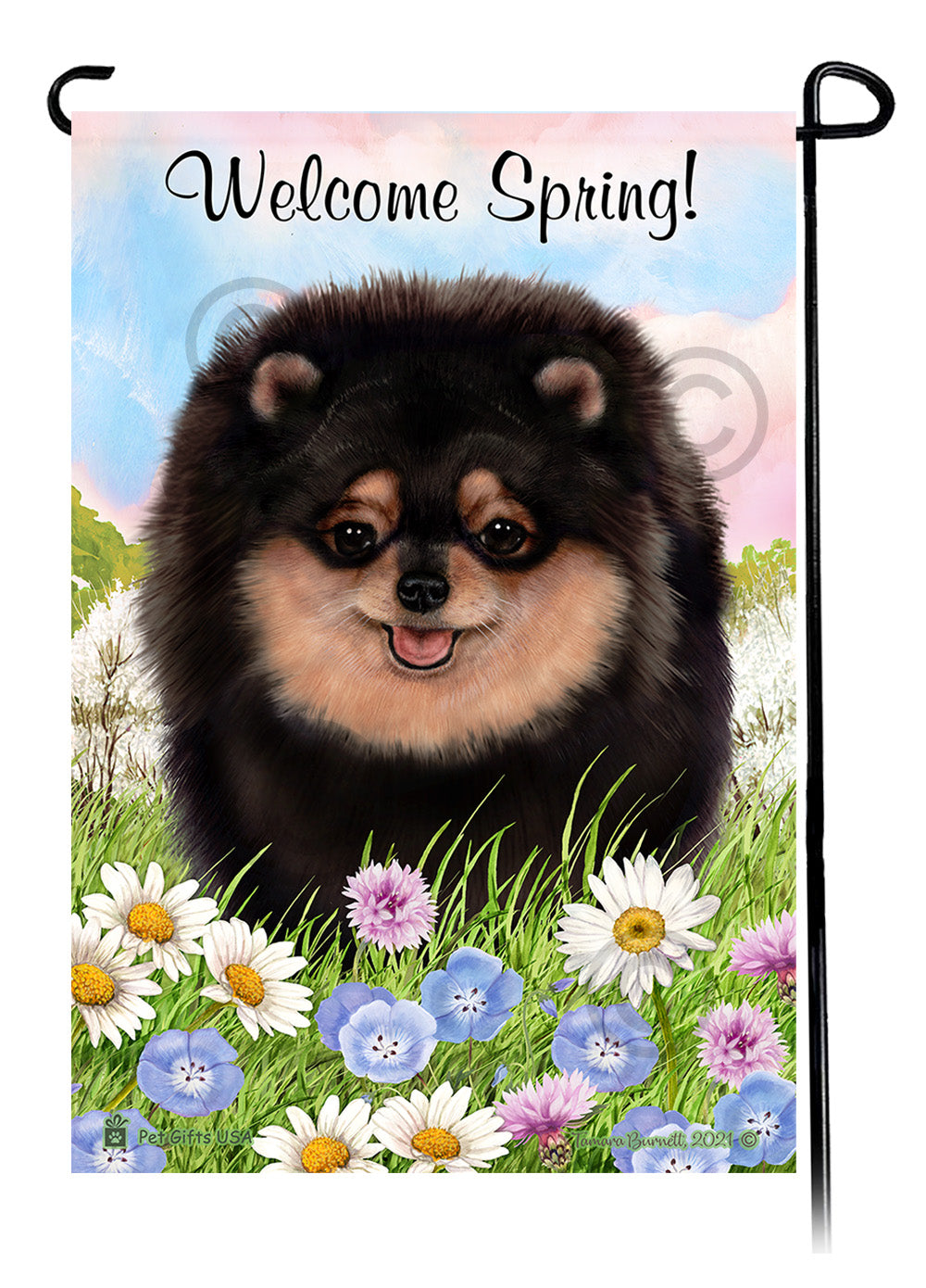 Pomeranian Welcome Spring - Garden Flag