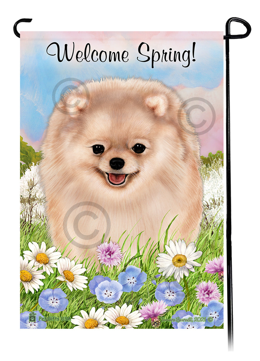 Pomeranian Welcome Spring - Garden Flag