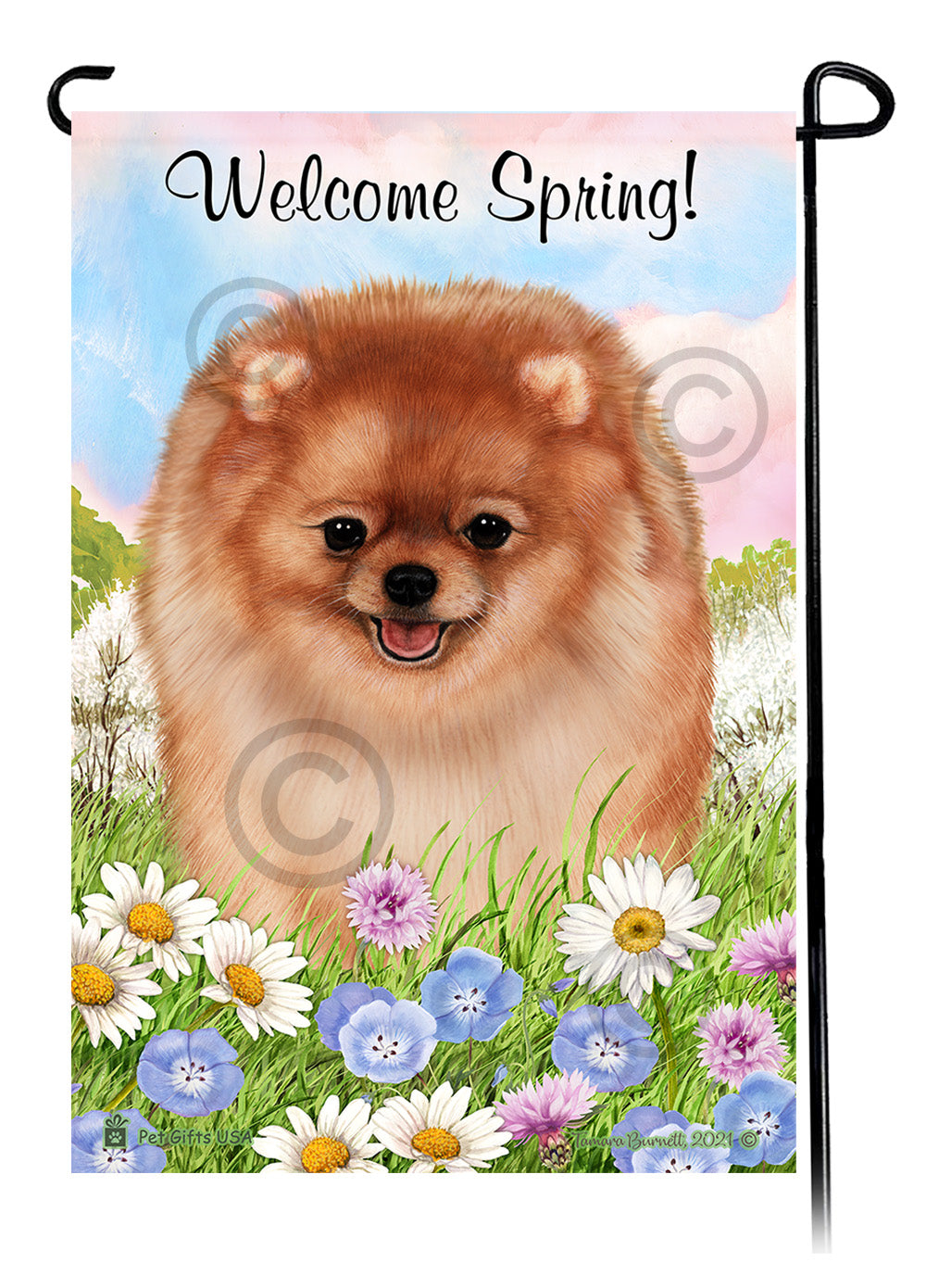 Pomeranian Welcome Spring - Garden Flag