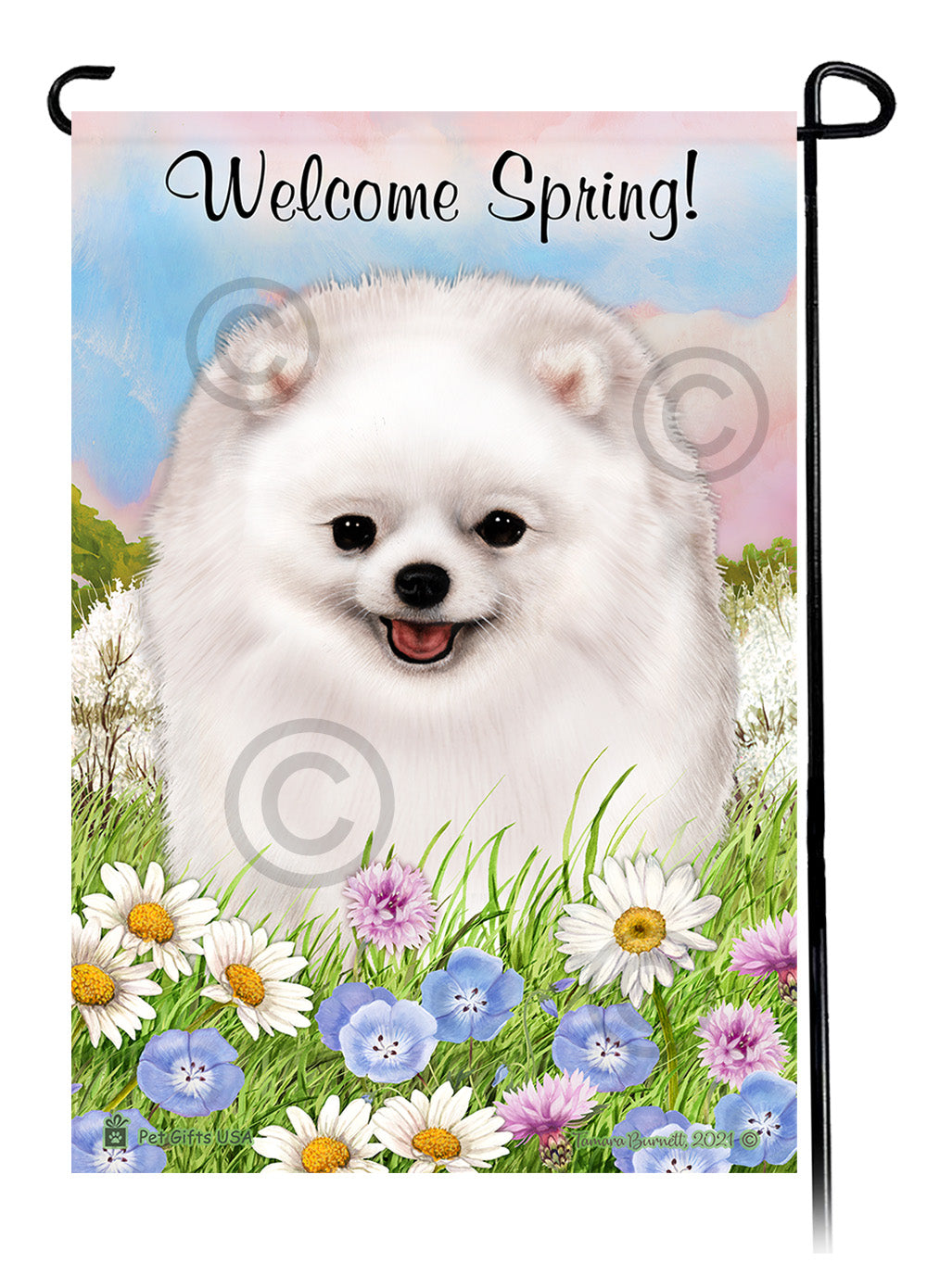 Pomeranian Welcome Spring - Garden Flag