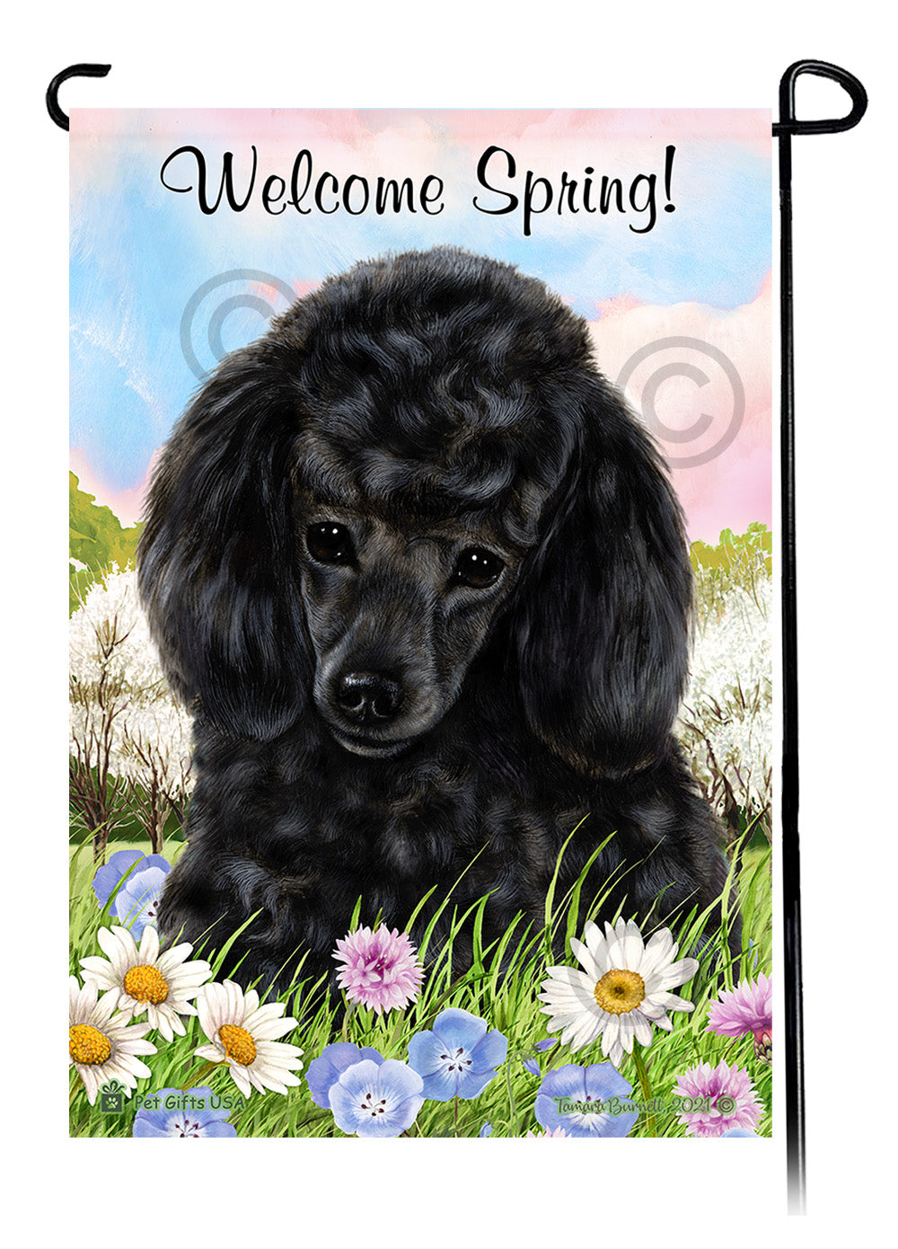 Poodle Welcome Spring - Garden Flag