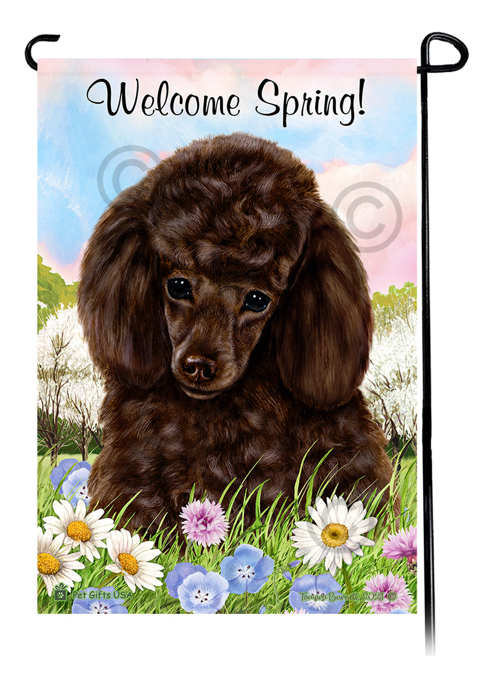Poodle Welcome Spring - Garden Flag