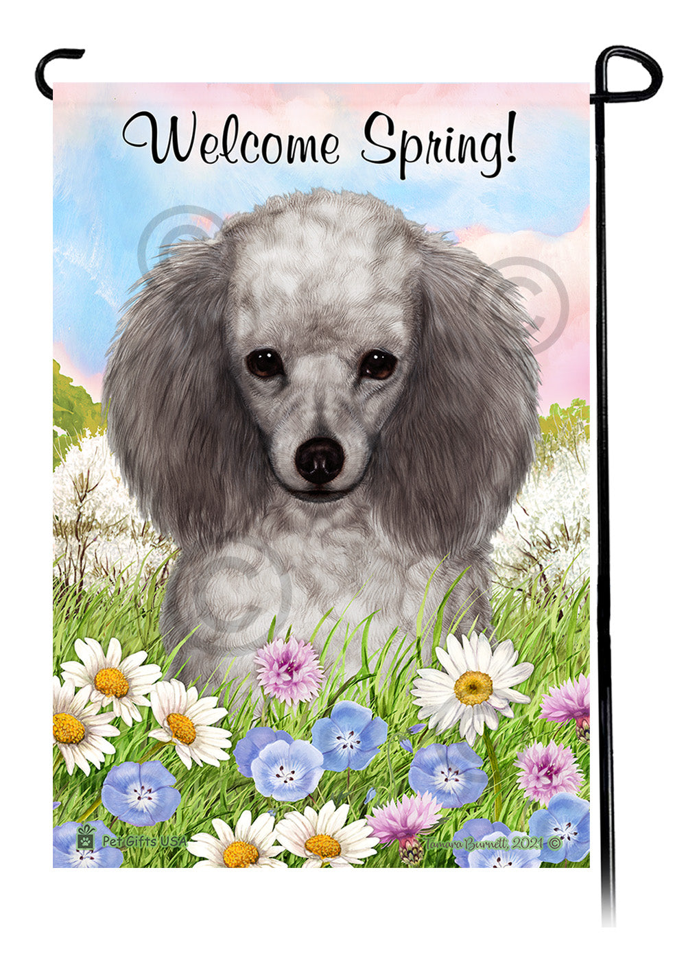 Poodle Welcome Spring - Garden Flag