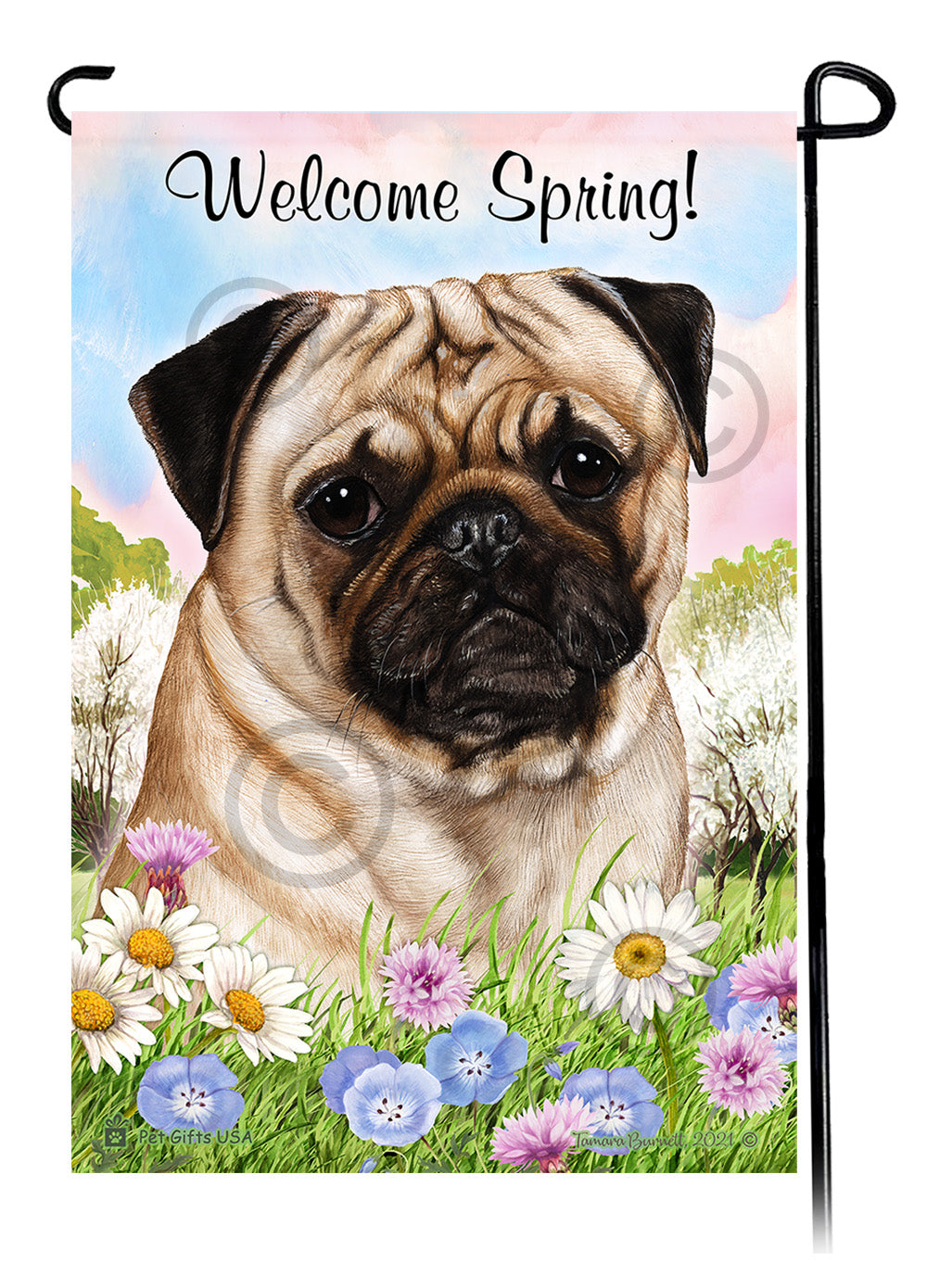Pug Welcome Spring - Garden Flag