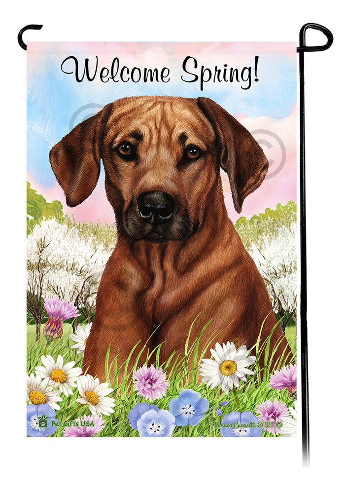 Rhodesian Ridgeback Welcome Spring Garden Flags