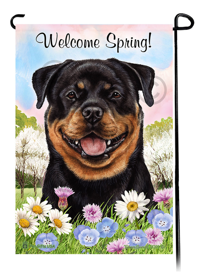 Rottweiler Welcome Spring Garden Flags