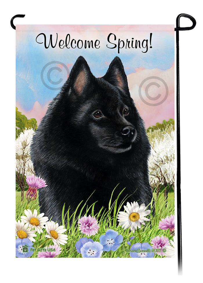 Schipperke Welcome Spring Garden Flags
