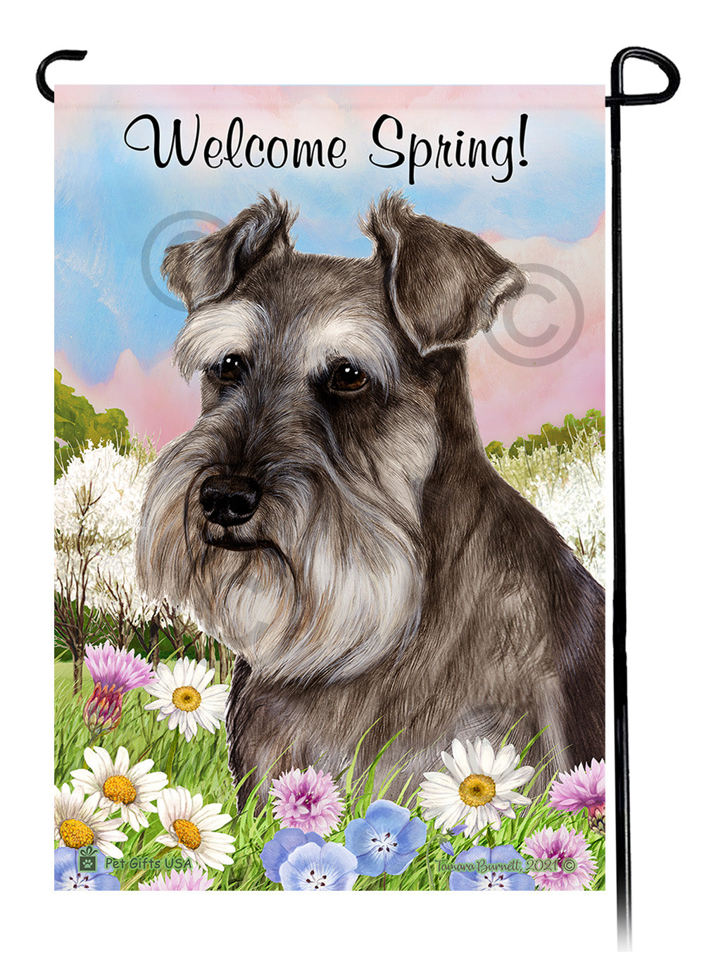 Schnauzer Welcome Spring - Garden Flag