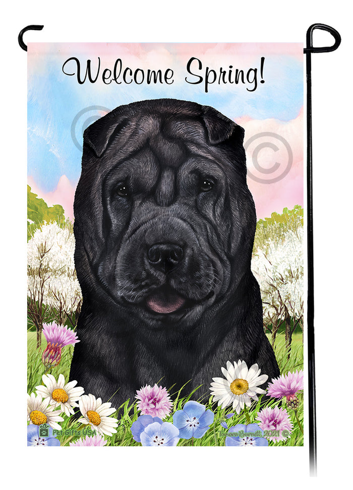 Shar Pei Welcome Spring Garden Flags