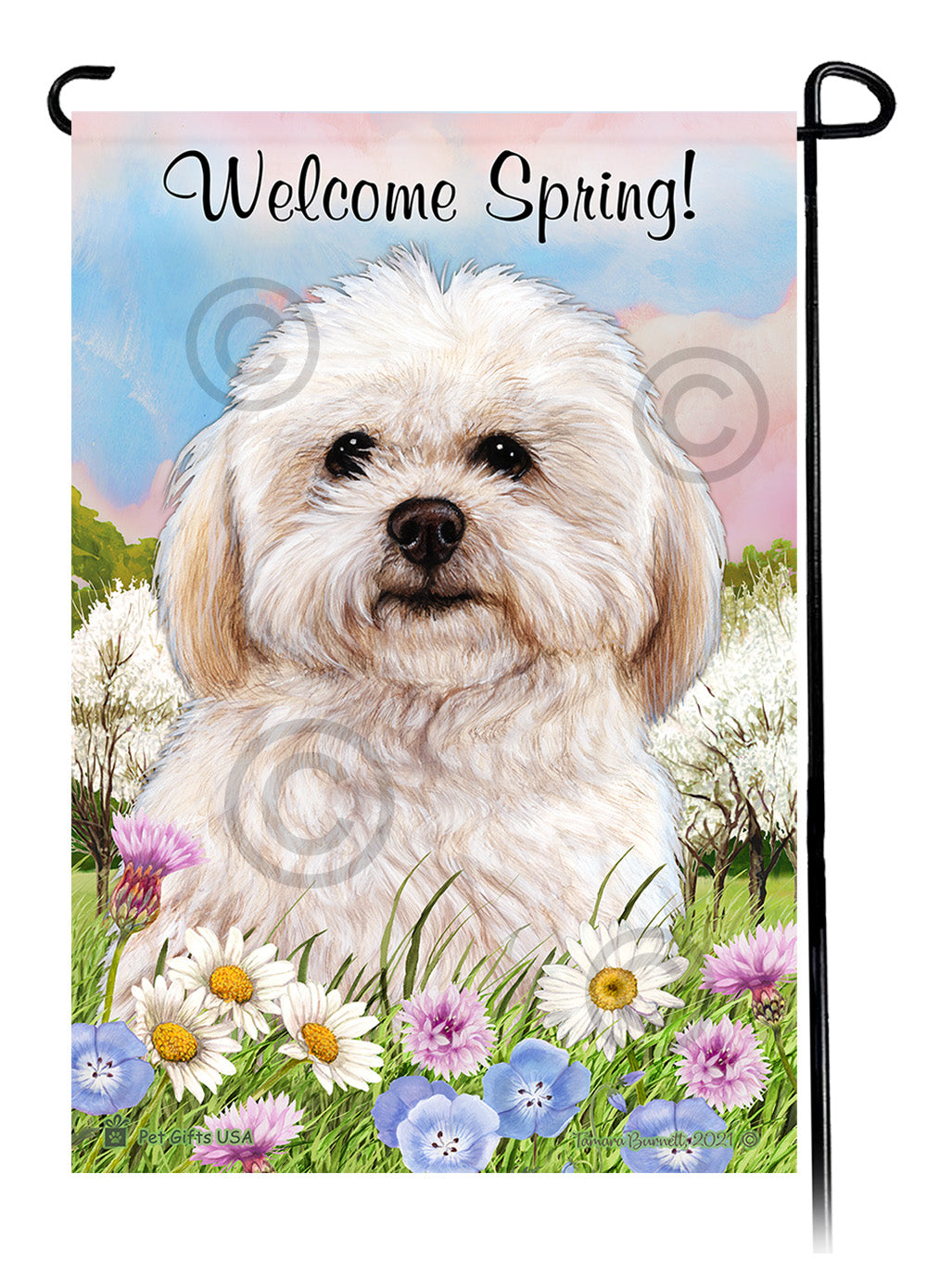 Shih Poo Welcome Spring Garden Flags