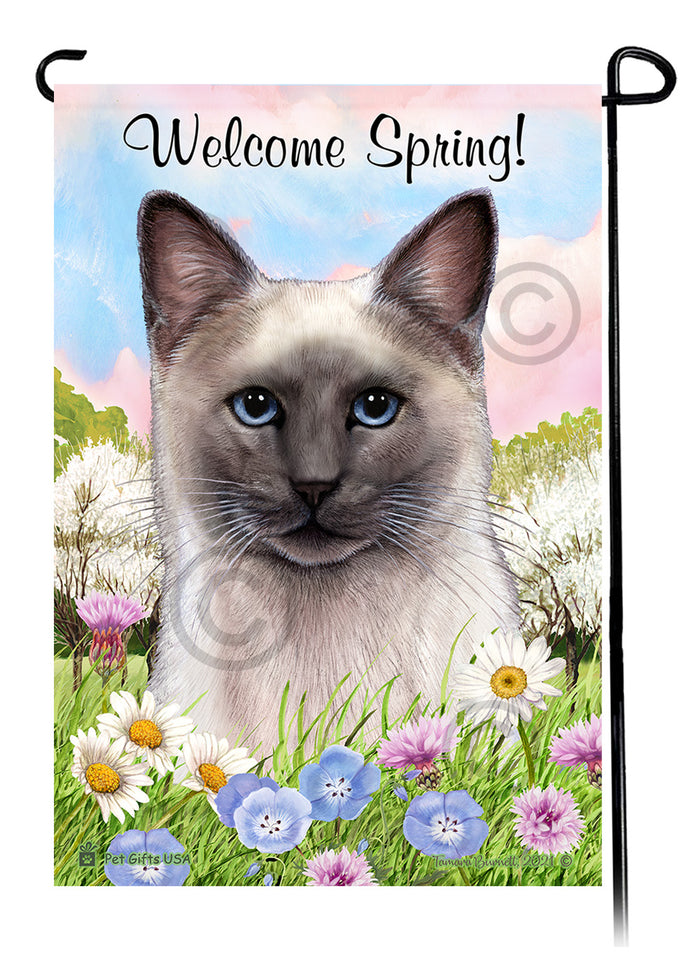 Siamese Cat Welcome Spring Garden Flags