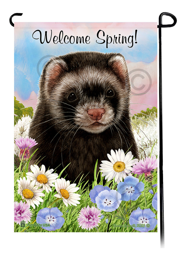 Black Sable Mitt Ferret Welcome Spring Garden Flags