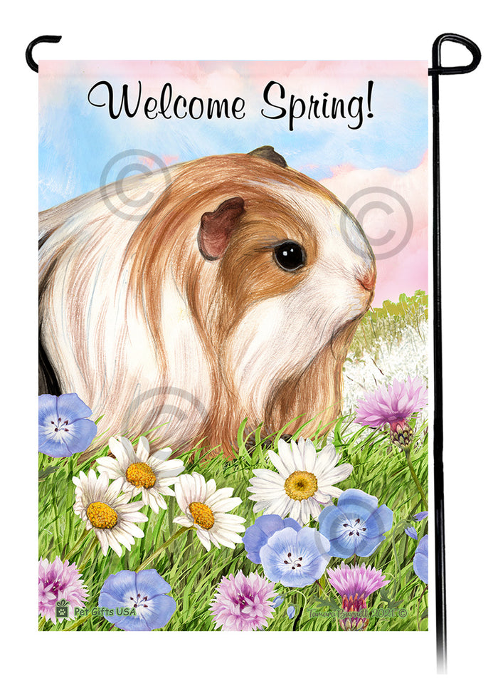 Silkie Guinea Pig Welcome Spring Garden Flags